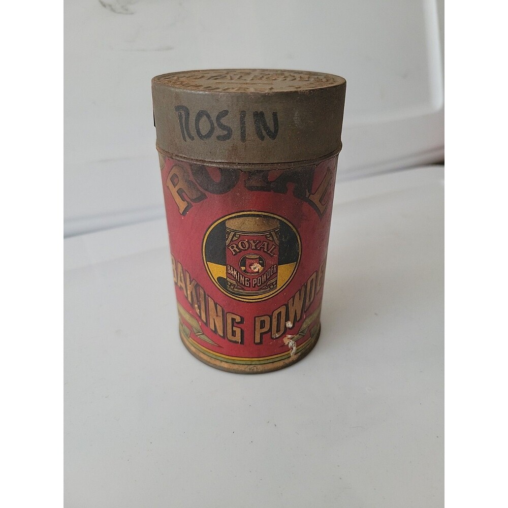 Vintage 1930's 12 oz. Royal Baking Powder Can Tin Embossed Original Lid Colorful